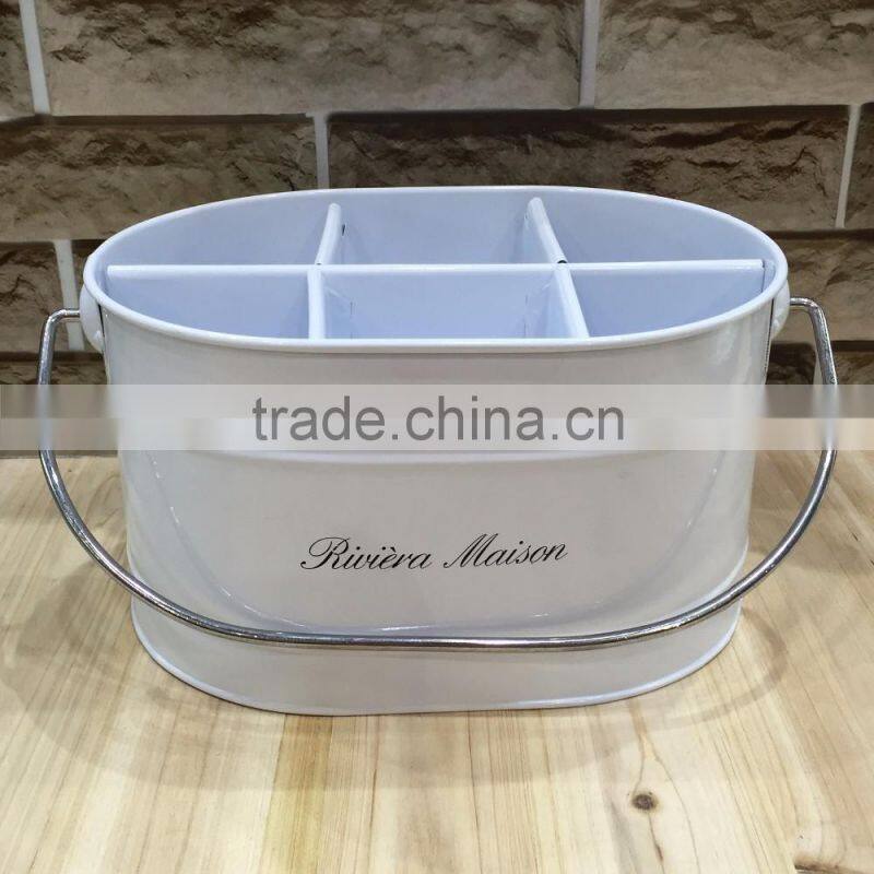 6 slots Metal Kitchen Utensil Holder Cooking Tool Storage Box Flatware Caddy with Grip Handle