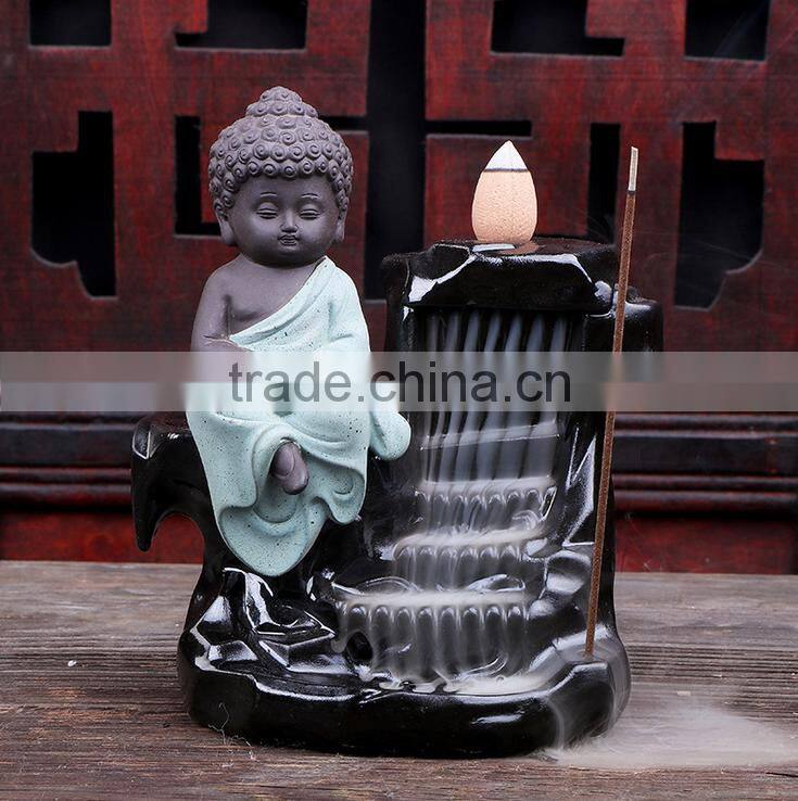 Creative The Little Monk Censer Backflow Incense Burner For Home Decor