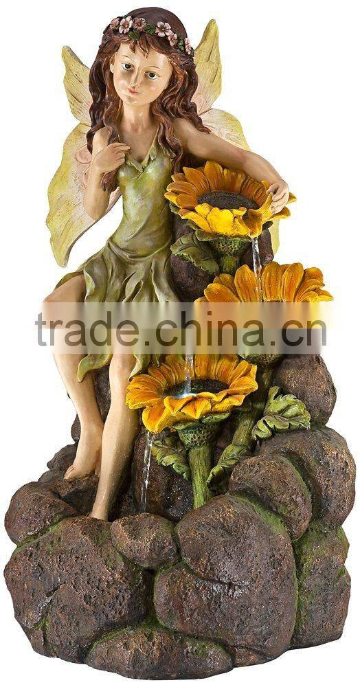 Garden Fairy with Sunflowers Handmade Fairy Garden Water Fountain