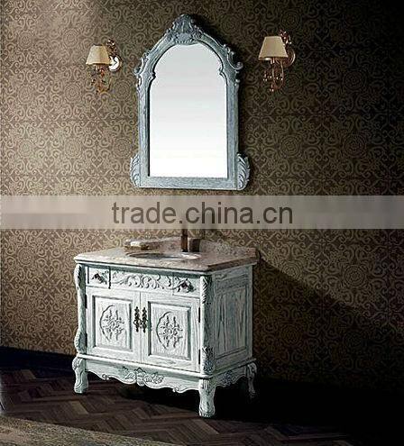 French New Style Bathroom Vanities,White Gloss Mirror Cabinet,Hand Carved Vanity For Bathroom(BF08-4072)