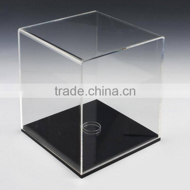 Cheap transparent acrylic display case with wood base