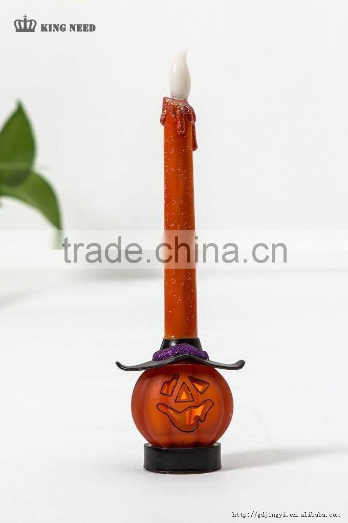 latest artificial acrylic LED candle light pumpkin shape base halloween decorations