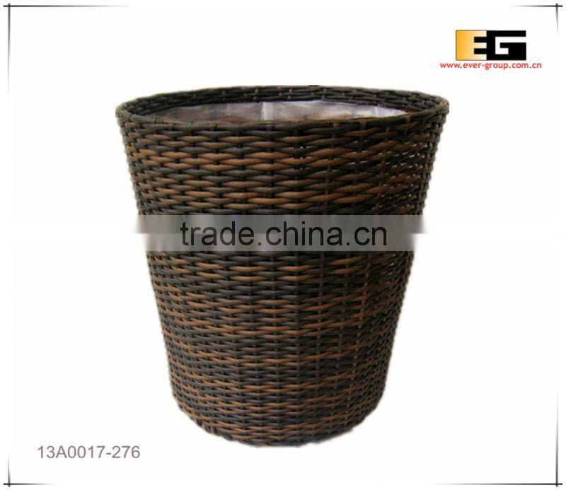 Round PE/Plastic rattan with liner deco basket