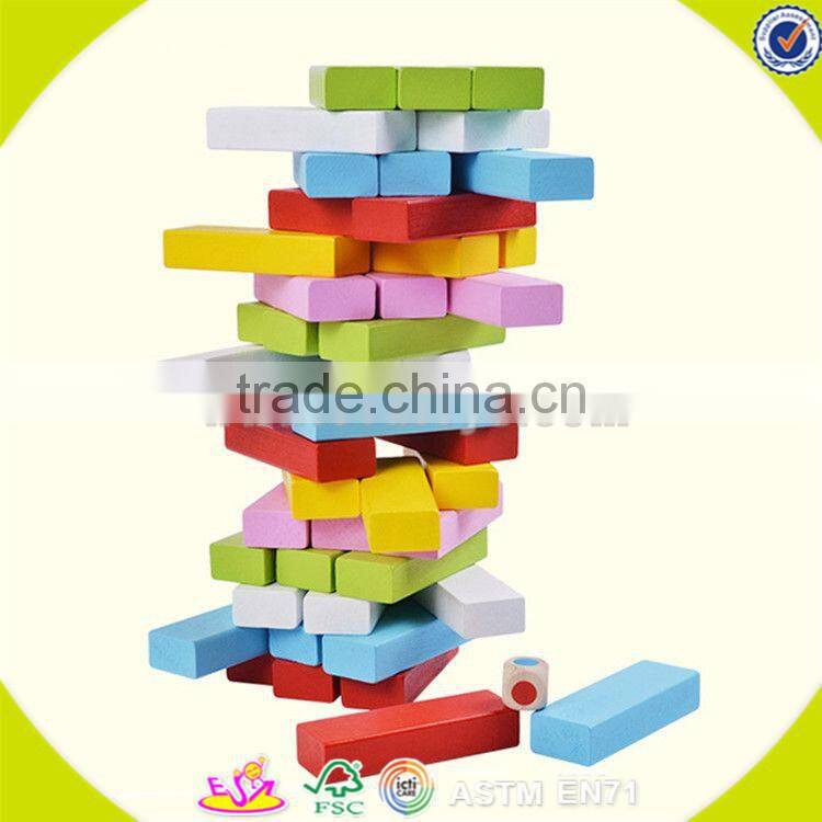 Wholesale hot sale 48 pcs wooden toddler stacking bricks toy teaching aid wooden toddler stacking bricks toy W13D151