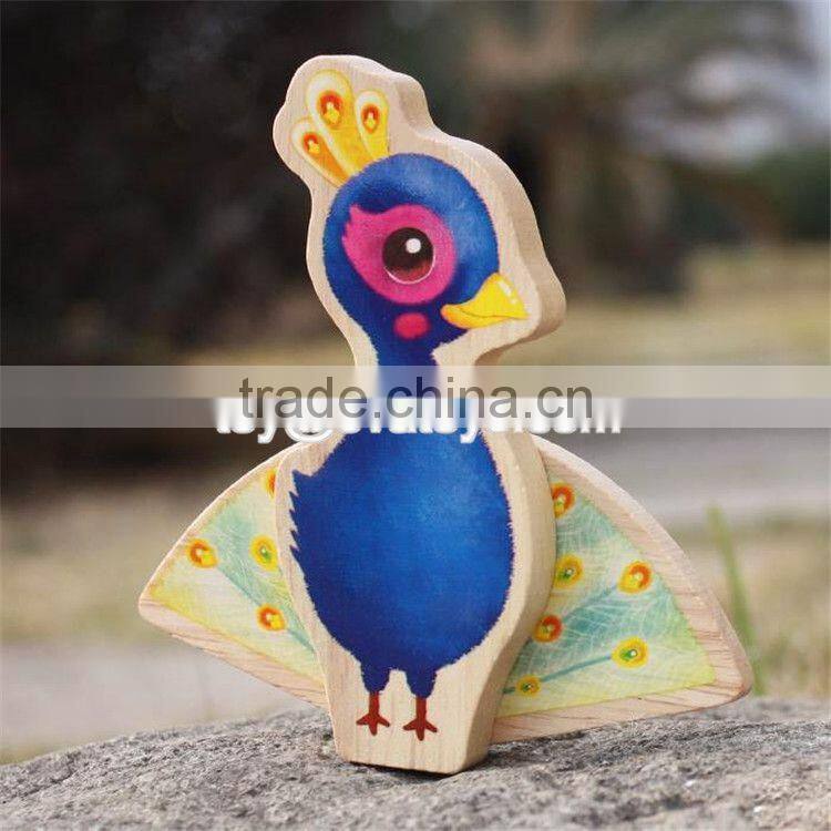 New design educational rabbit peacock squirrel toys wooden animal toys for toddlers W01B040
