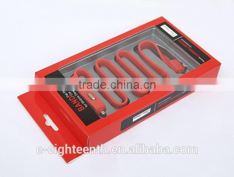 High quality 2 in 1 long silicon car charger with USB port 2.1A output apply to android for mobile