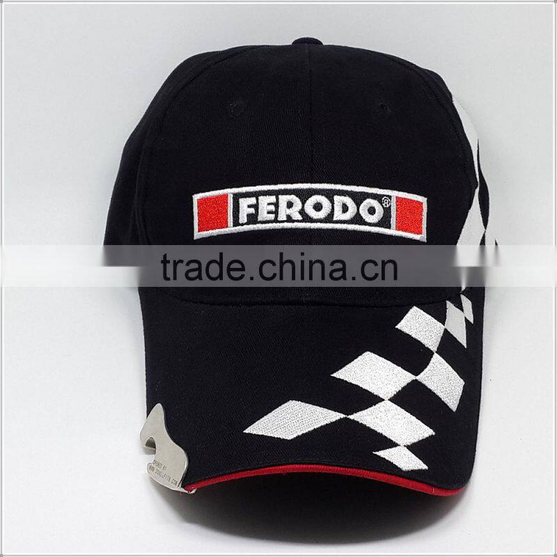 racing caps and hats embroidered with bottle opener