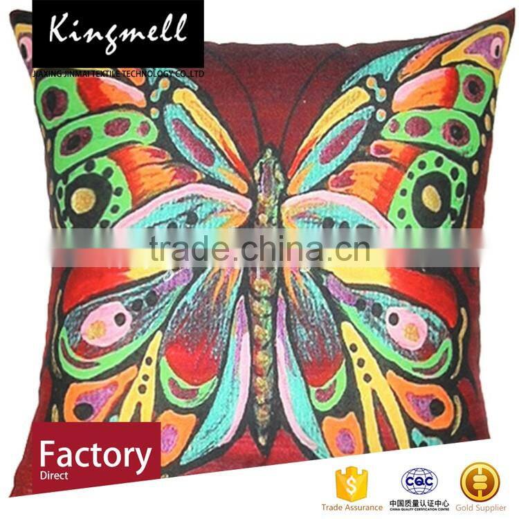 Custom home textile butterfly printed cotton cushion cojin