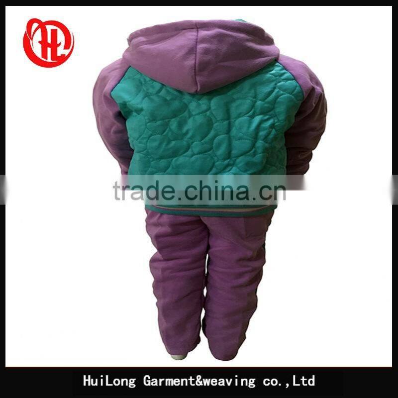 OEM garment Pu fleece hood apparel girls sets clothing