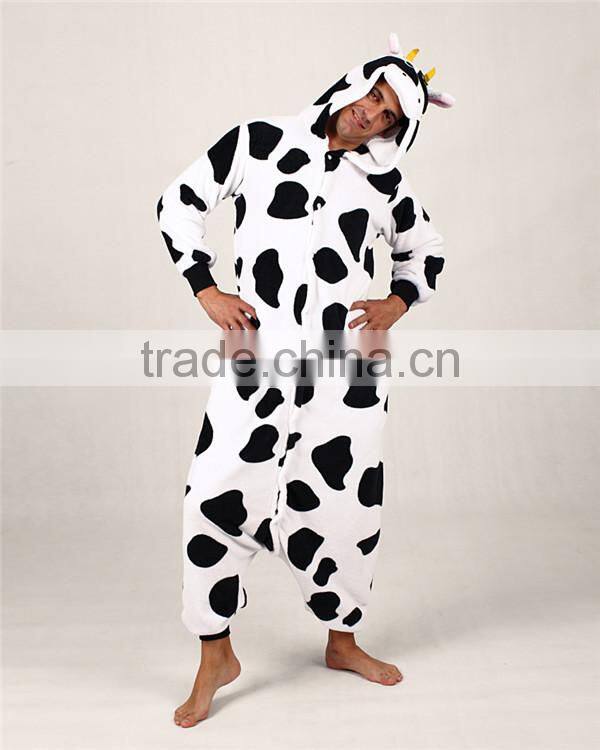 best design animal winter adult cow unisex fleece couples pajamas