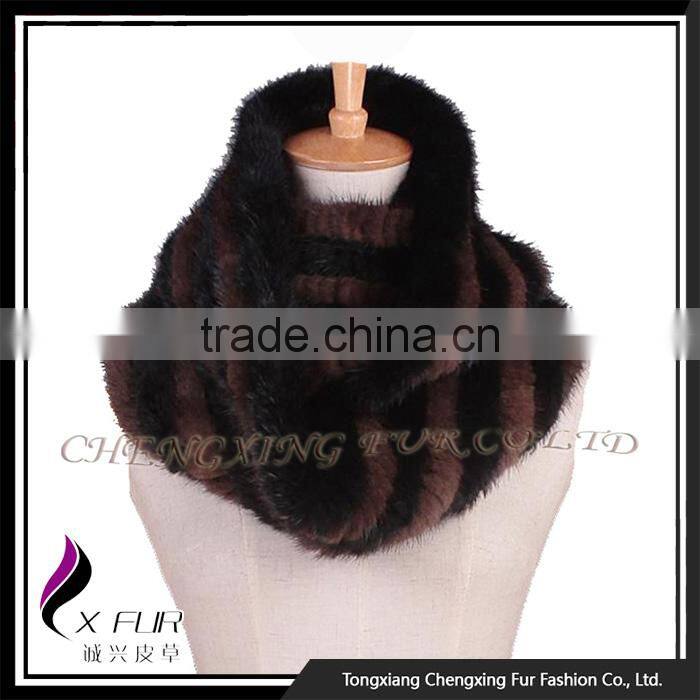 CX-S-170C 2017 Winter Fashion Accessories Knitted Snood Scarf Mink Fur Scarf