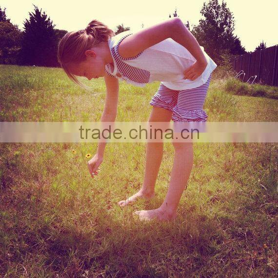 Hot Stripe Cotton Shorts Girls Baby Wholesale Double Ruffle Cotton Shorts