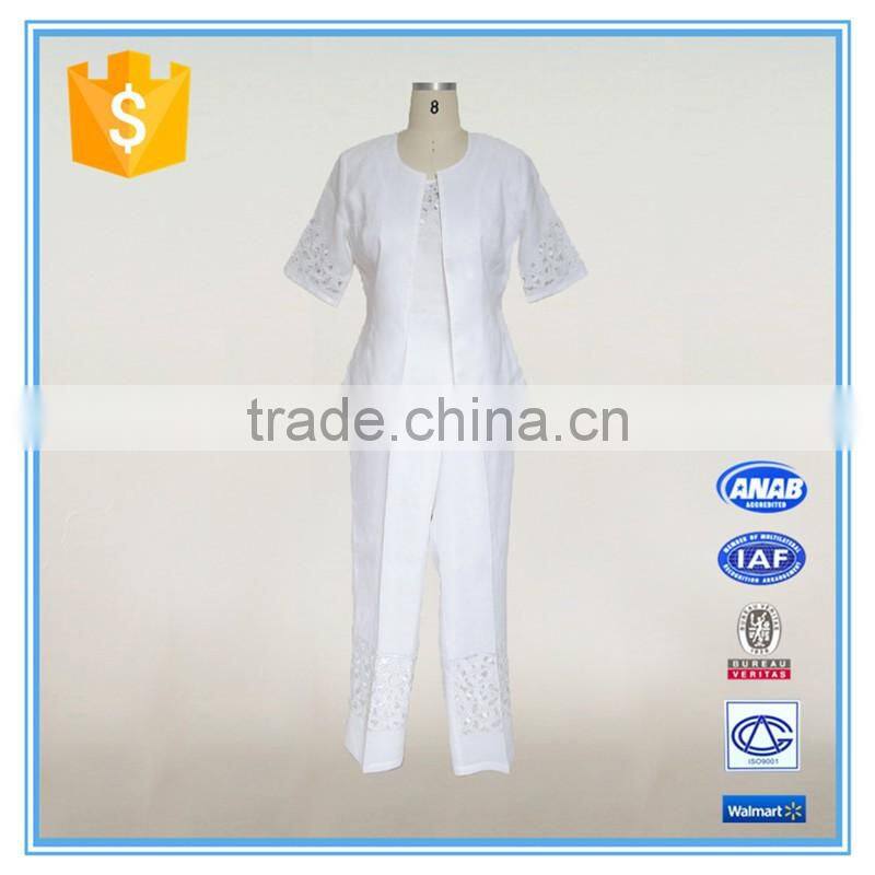 Ladies Formal Pant Suits 3-piece White Church Suits Designs