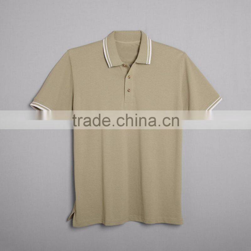 Mens Contrast Trim Pique Polo Custom Company Brand Male Uniform For Workday 100% Cotton Pique Stylish Male Polo