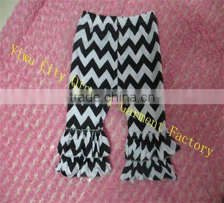Funky Designs Toddler Girls Boutique Chevron Clothing Baby Persnickety Girls Cotton Black/White Zigzag Double Ruffle Pants
