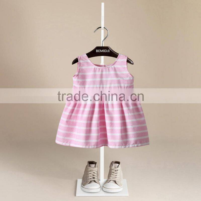 New Arrivals Kids Boutique Clothing Baby Summer Cotton Stripe Dress Girls Princess Dress
