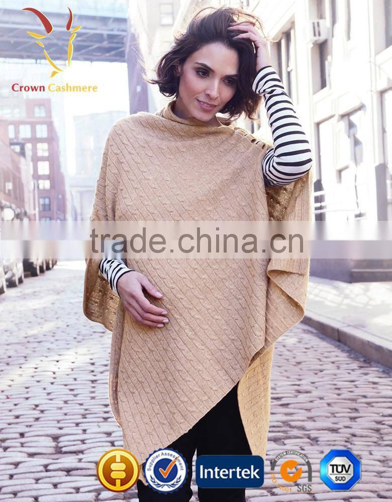 Winter Fashion Women Cashmere Knitted Cable Poncho