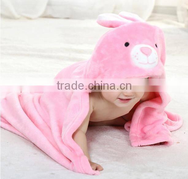 Cuddle snuggle custom cotton terry animal head plush baby blanket with embroidered