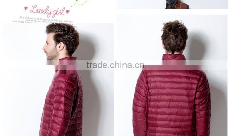 Fashion European Style Winter Jackets Winter Foldable Ultra Light Down Jacket Man