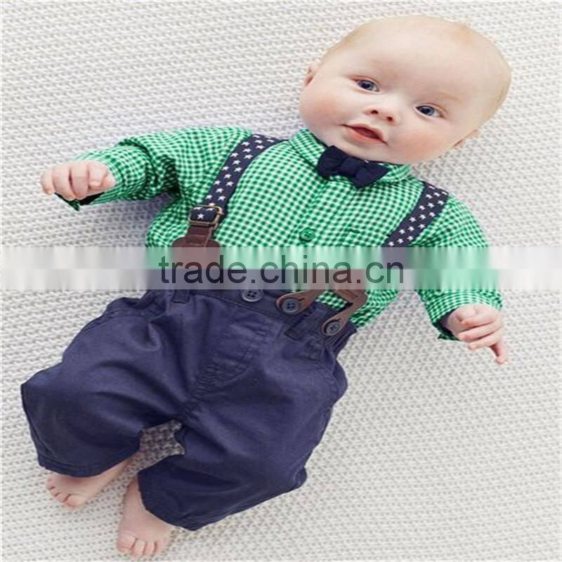 2017 New Baby Boy Clothes Gentleman Plaid Suit Shirt + New Style Boys Pants Jeans