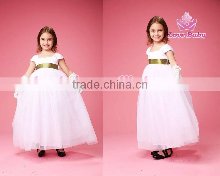 Baby Girls White Party Wedding Elegant Short Sleeves Maxi Dresses
