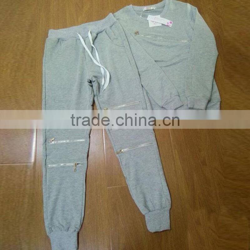 New arrive Womens sexy Zipper Tracksuit Hoodie Sweatshirt+Pants Casual Hip Pop Sportwear