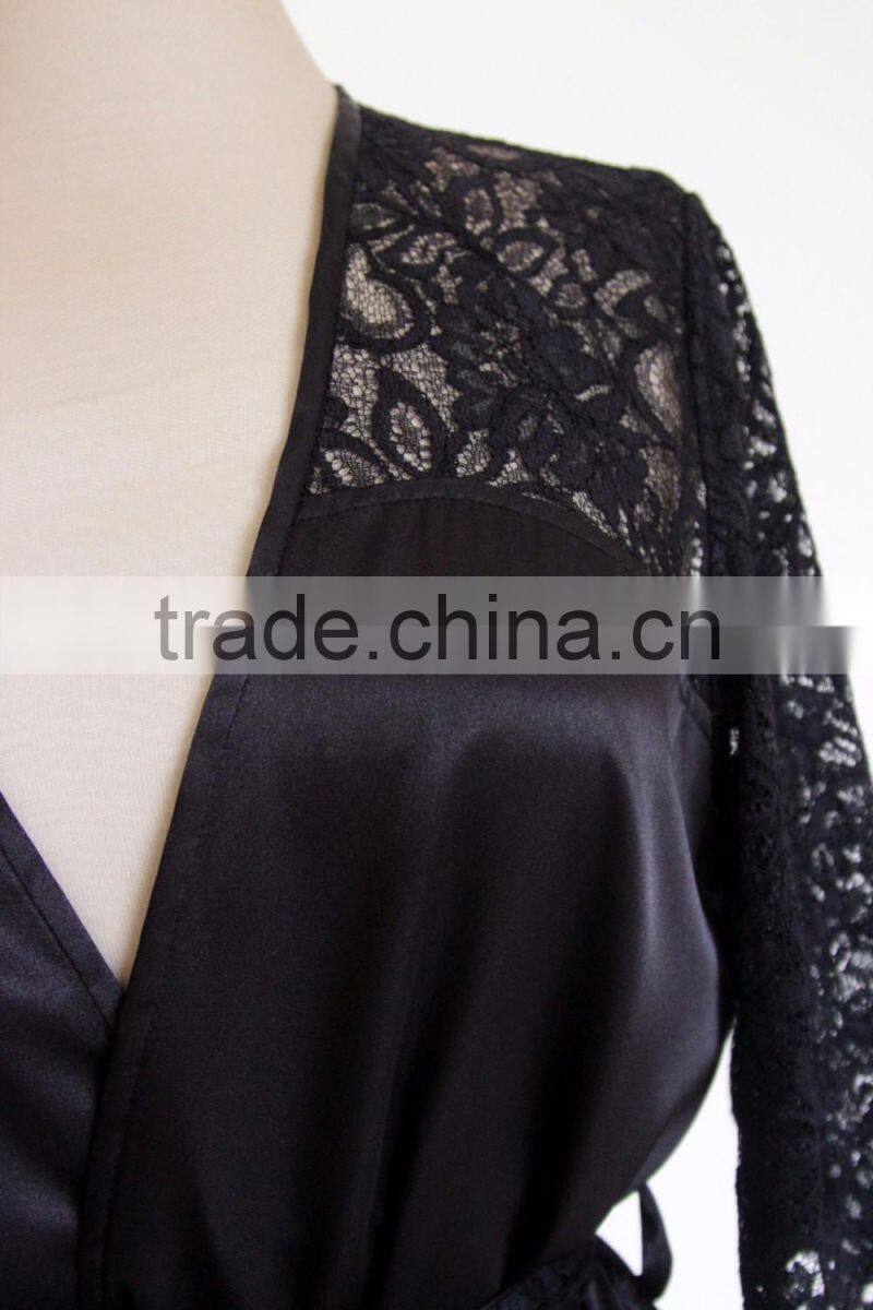 Half Lace Satin Robe , Wedding Gift, Kimono Robe, Bridesmaid, Bride, Anniversary, Birthday,