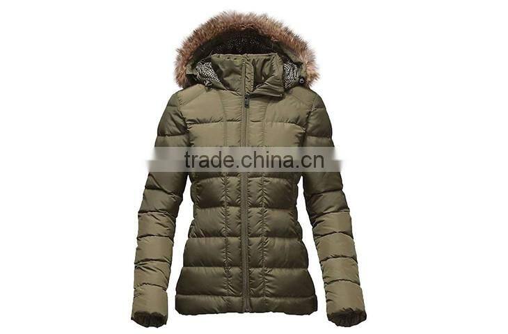 women down & feather winter jacket with fur