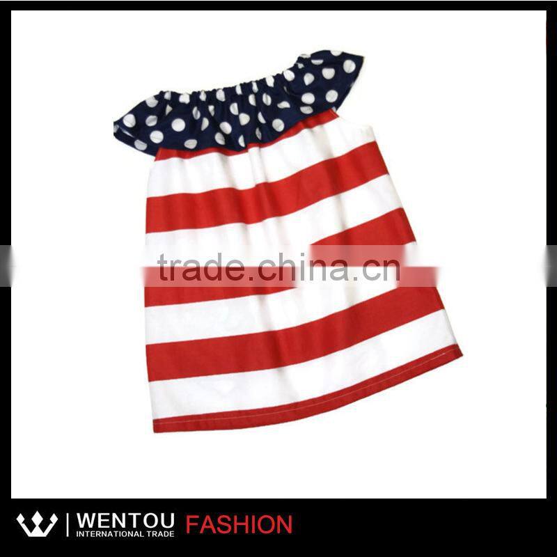 Navy Blue Ivory Taffeta Stripe Girl dress