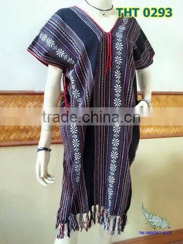 Hill Tribe Woven Dress Vintage Thai Antique Clothing Women Karen