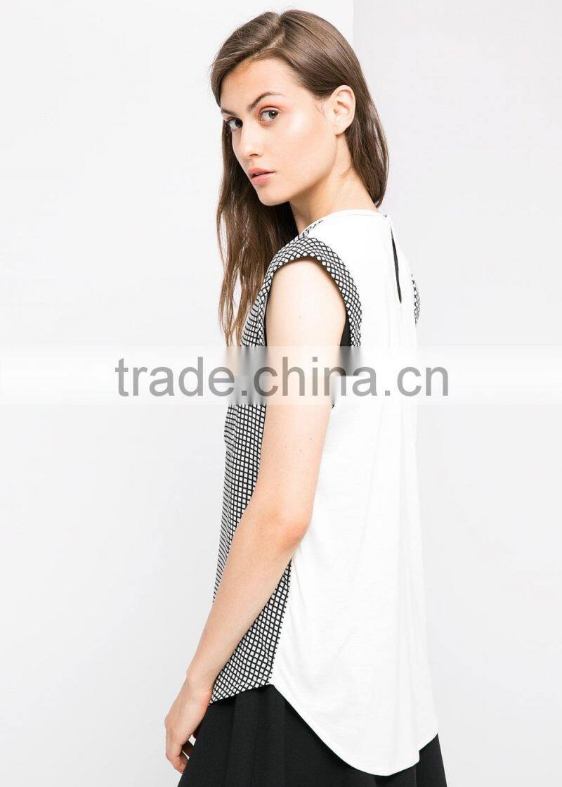 Chiffon check t-shirt china supplier