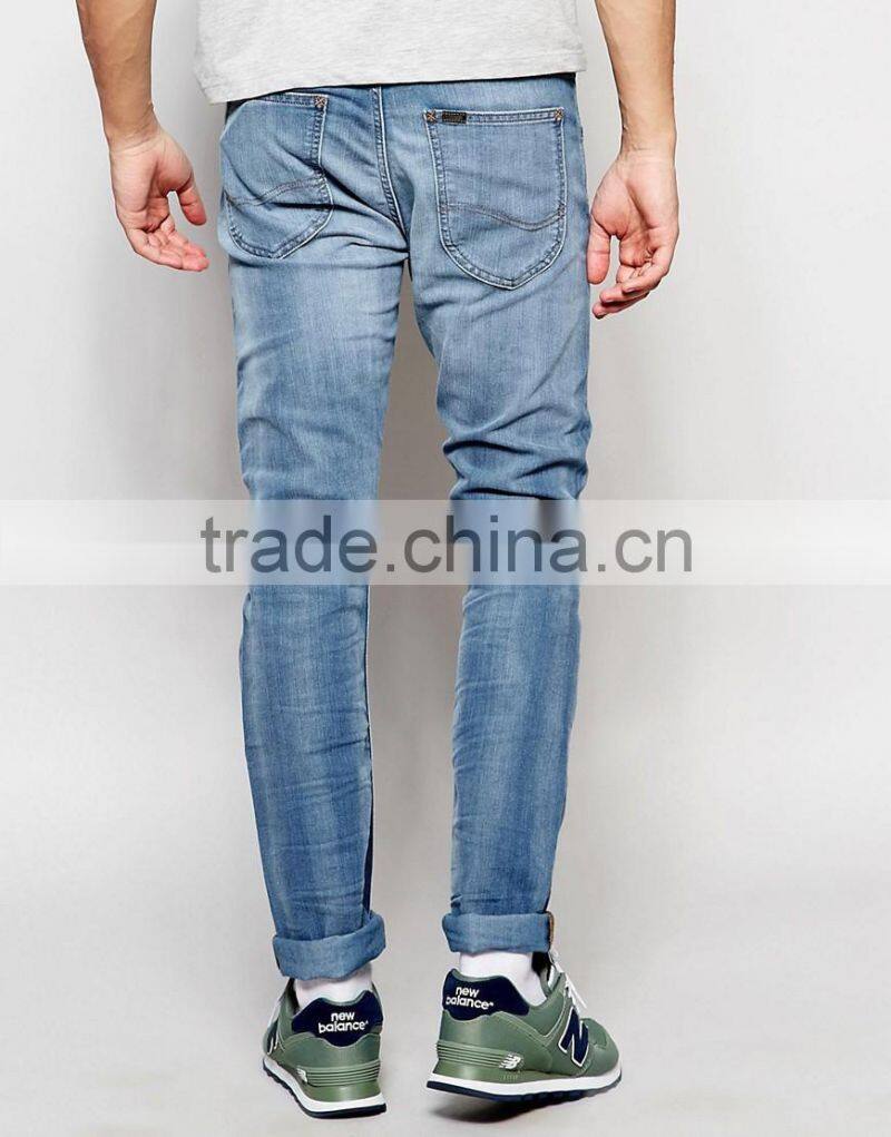 2017 Hot sell custom men 100% cotton denim jeans trousers wholesale in cheap price