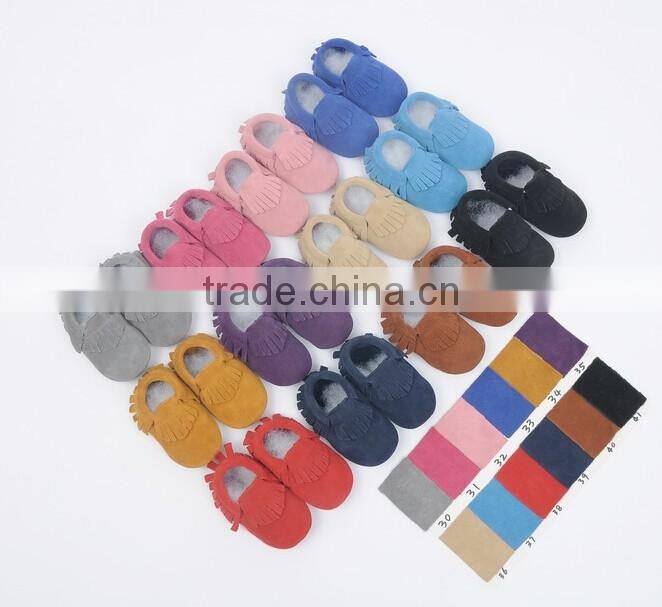 High quality suede leather moccains for baby, prewalk leather moccains