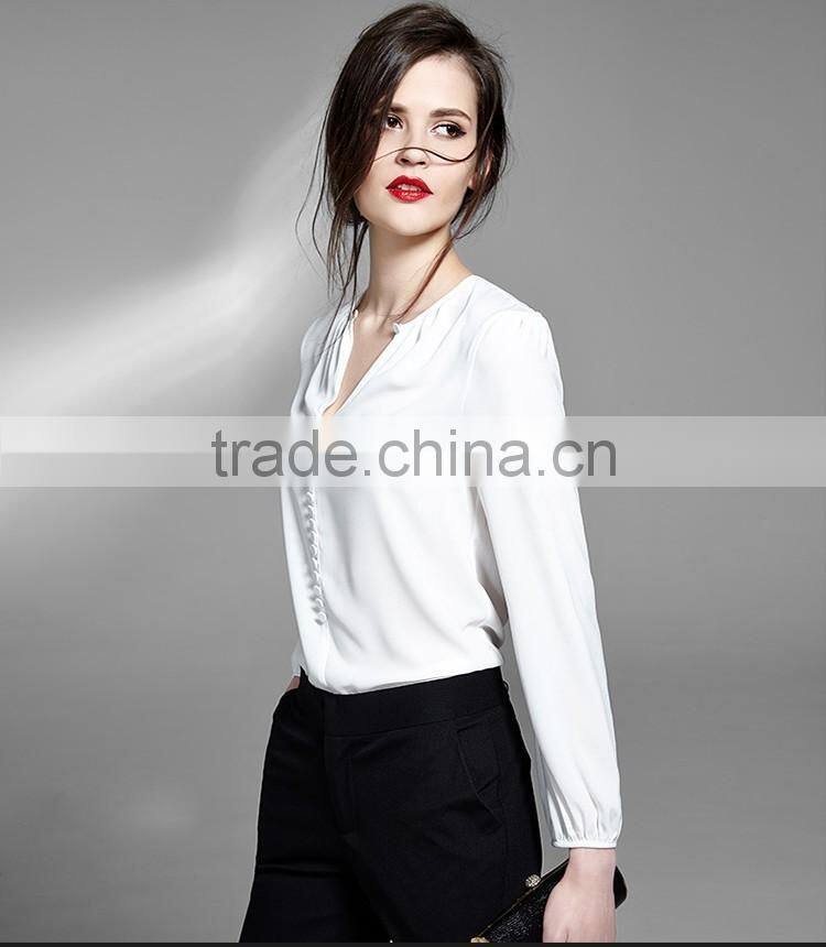 2015 Fashion long Sleeve Women Dress Shirts With Good Quality W-5