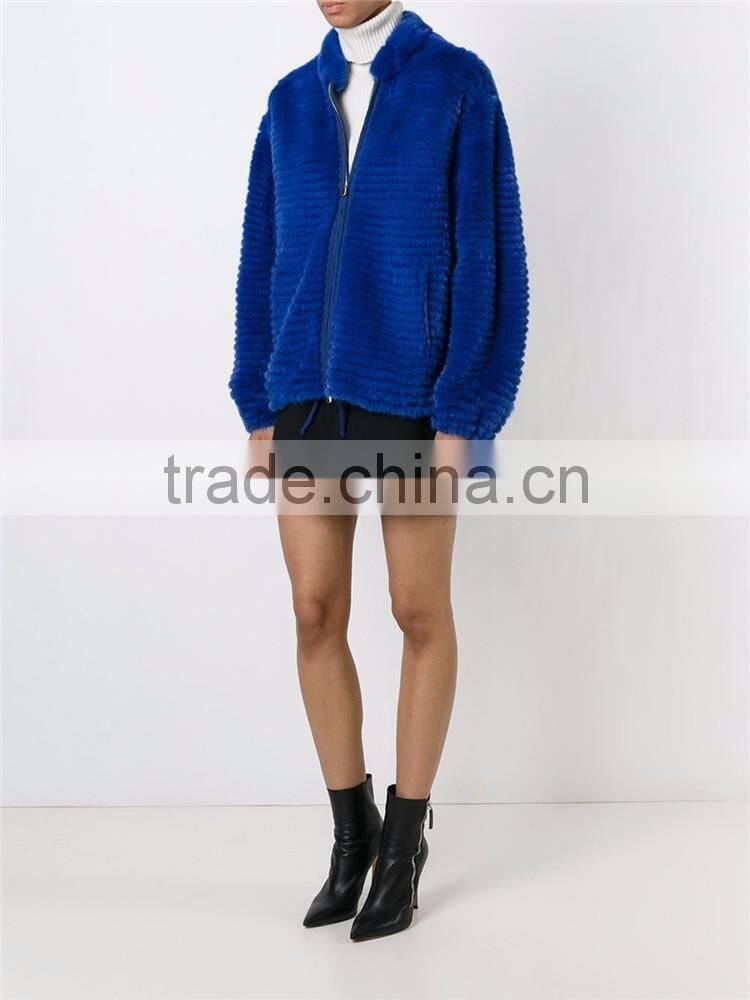 Shandao OEM custom long sleeve fashional women warm blue mink coat