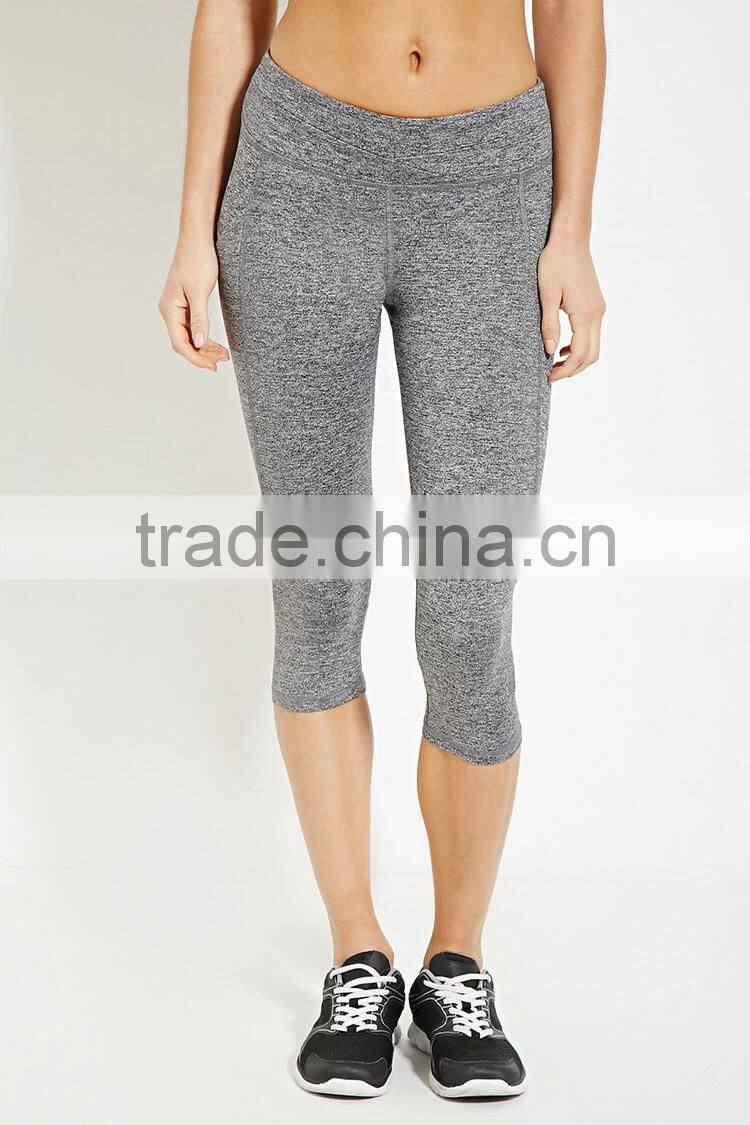Guangzhou Shandao factory manufacture cheap wholesale 95% cotton 5% spandex women's 3/4 gym pants