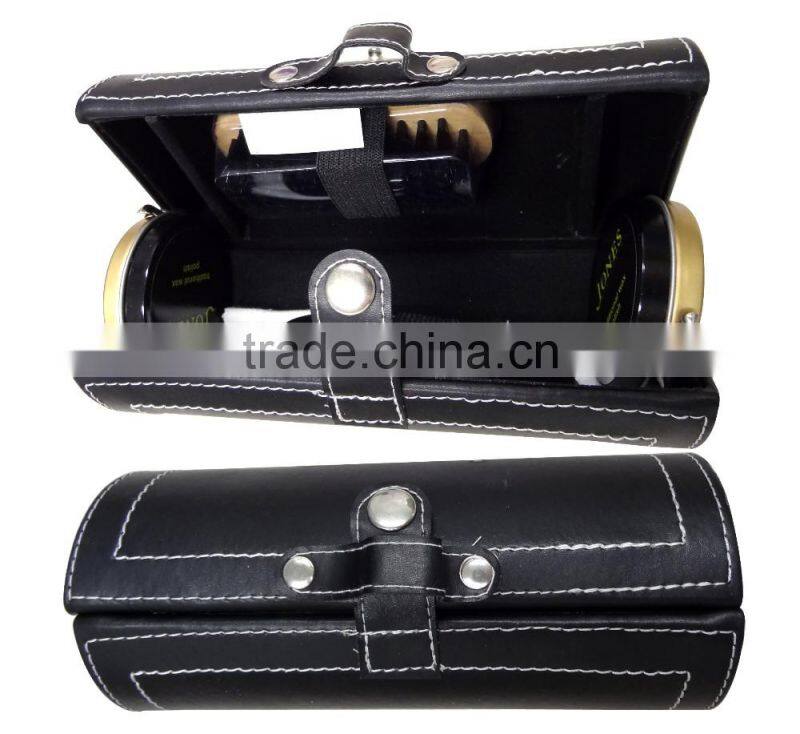 hot selling gentlemen's handware shoe care /polish/shine kit with PU bucket/bag