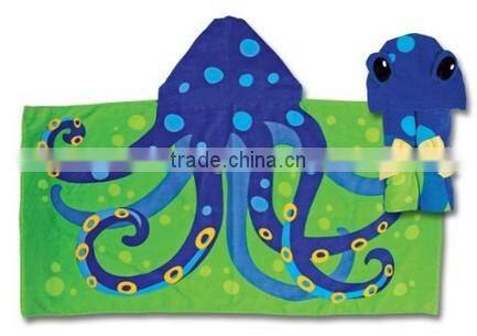 baby bath towel,cotton, 1 side terry, 1 side velour, with hoody ,reactive all over print