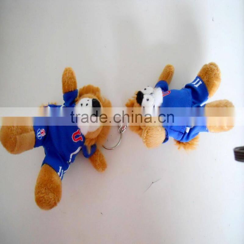 10cm mini plush lion keychain with metal keyring