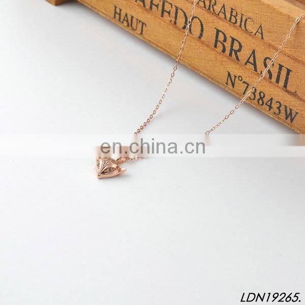 Gold Fox Pendant Necklace with real rose gold plating