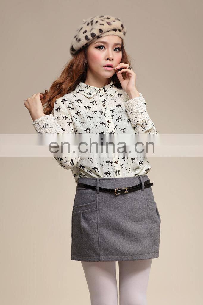 fahsion novelty design european winter style elegant grey simple pocket joker pencil lastest skirt design