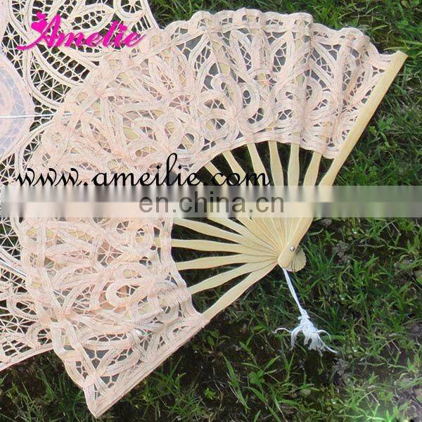 Navy blue wedding lace hand fan-Wholesaler Amelie