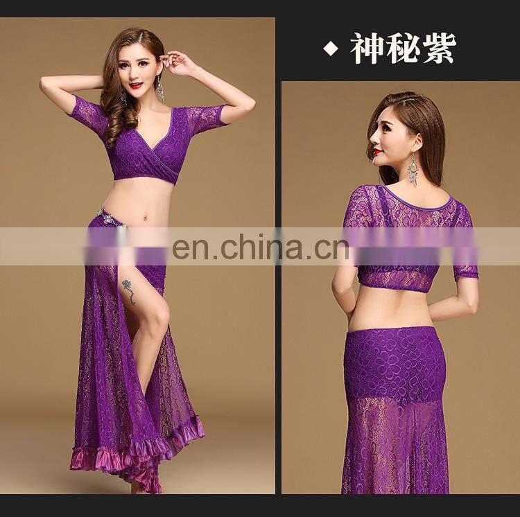 T-5154 Sexy high quality lace egyption stage belly dance costume set