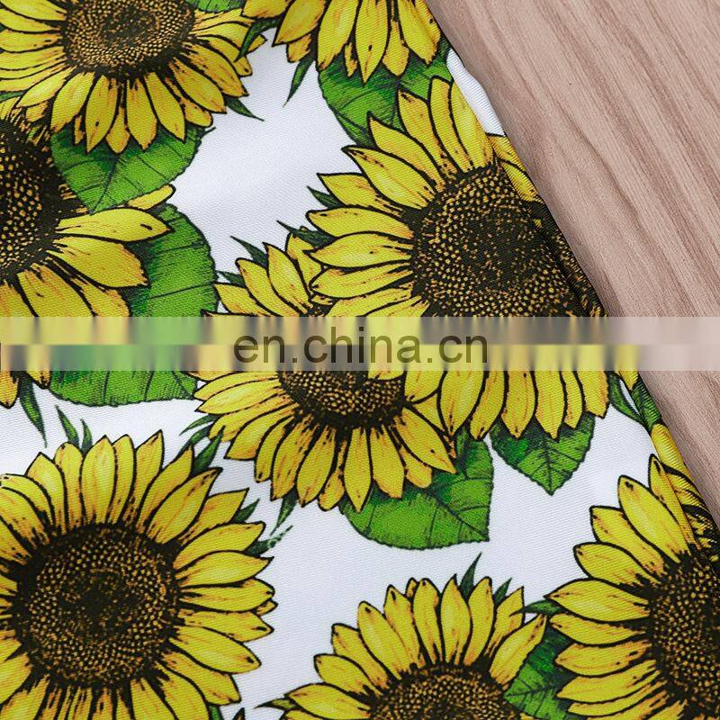 Girl Swimwear Summer Sunflower print One-Pieces Swimsuit beachwear 2-6T