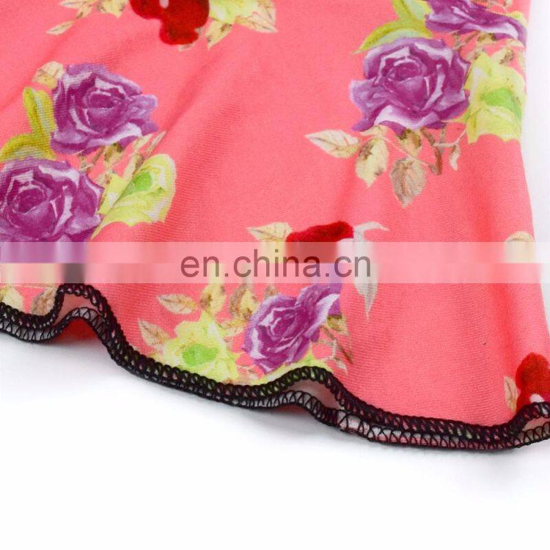 Mother daughter matching dresses 2pcs pink floral skirt black lace top women clothing summer set