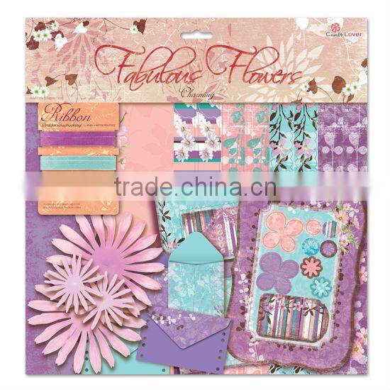 DIY Craft Set Pink & Red Gorgeous Fabulous Flowers Scrapbook Kit