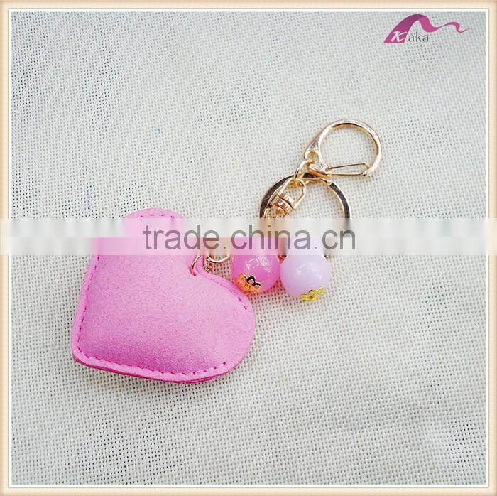 Custom Handmade Crystal Heart Leather Keychain For Gifts