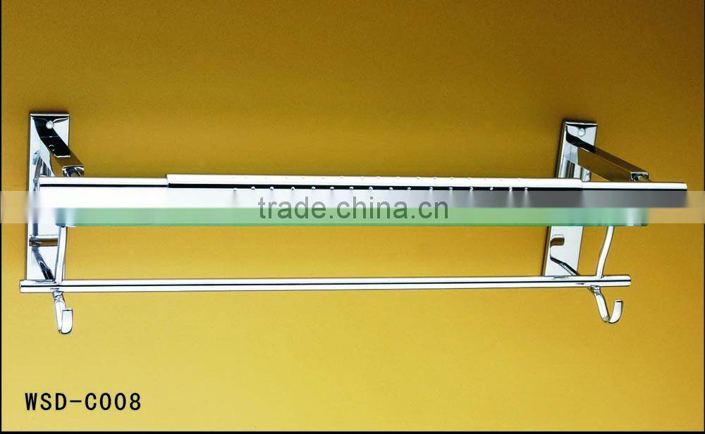 Wesda bathrooms accessories wall mount glass shelf with stainless steel border C008