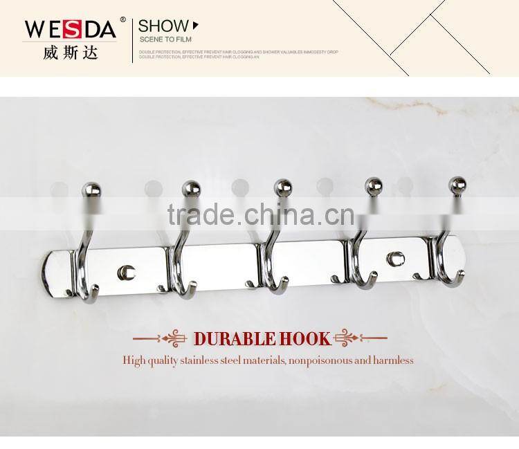 Wesda zinc alloy bathroom accessories decorative stainless steel coat hook for towel 831