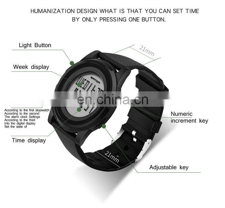 SANDA 337 Men Digital Sport Watches Silicone Strap Calendar Alarm 12/24 Hour Luminous Waterproof Watch